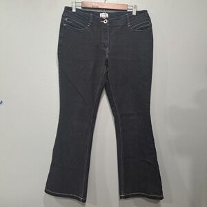 No Boundaries‎ Sz 13 Stretch Bootcut Denim Jeans Sequin Pocket Black Blue Stitch